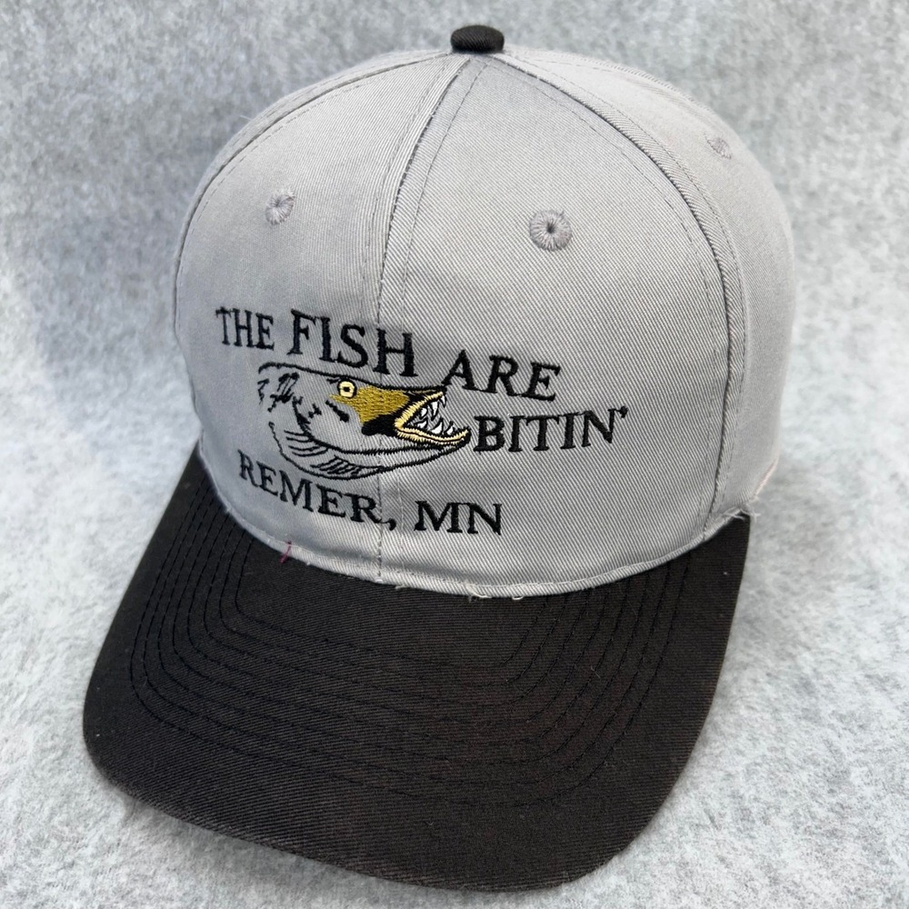 The Fish Are Bitin' Remer MN Mens Grey Otto Cap Snapback Fishing Hat OSFM
